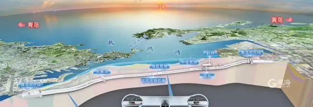胶州湾第二隧道工程建设示意图。