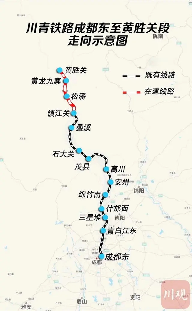 川青铁路年内通车段示意图。