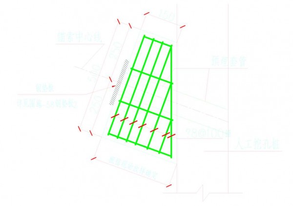 锚墩设计大样及现场张拉图
