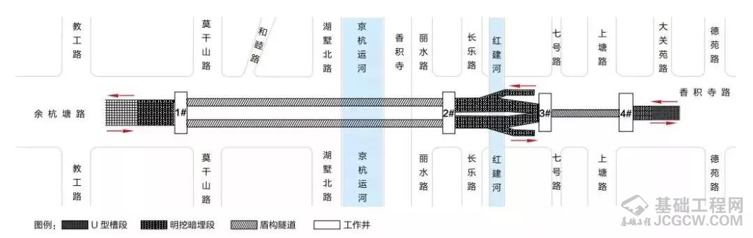 盾构隧道平面示意图 盾构隧道平面示意图