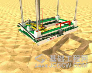 世界最大自升式碎石铺设整平船&ldquo;一航津平2&rdquo;工作状态